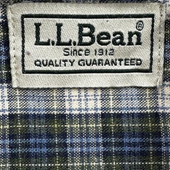 L.L.Bean Shirt Mens Large Flannel Button Down Plaid Blue Pocket Cotton Large - Picture 7 of 8